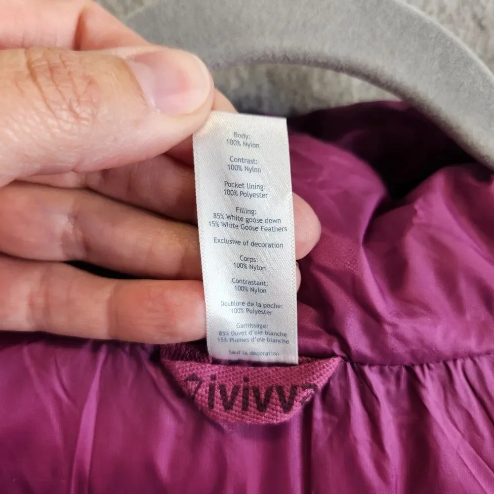 Ivivva Jacket Girls 14 Pink Down Puffer Coat By Lululemon Hide Away Hood Quilted